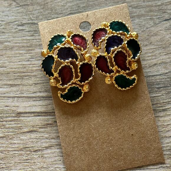 BOGO FREE Beautiful colorful vintage 90’s statement earrings - Picture 2 of 4